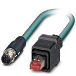 Phoenix Contact Cat5 Straight Male M12 to Straight Male RJ45 Ethernet Cable, Shielded, Blue, 10m