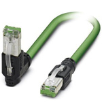 Phoenix Contact Cat5 Straight Male RJ45 to Right Angle RJ45 Ethernet Cable, Shielded, Green, 300mm