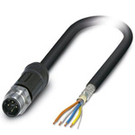 Phoenix Contact Cat5 Straight Male M12 to Unterminated Ethernet Cable, Shielded, Black, 2m