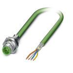 Phoenix Contact Cat5 Straight Male M12 to Unterminated Ethernet Cable, Green, 1m
