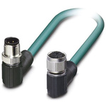 Phoenix Contact Cat5 Right Angle Female M12 to Right Angle Male M12 Ethernet Cable, Blue, 2m