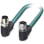 Phoenix Contact Cat5 Right Angle Female M12 to Right Angle Male M12 Ethernet Cable, Blue PUR Sheath, 500mm