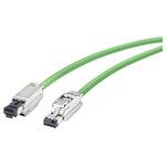 Siemens Cat6a Male RJ45 to RJ45 Ethernet Cable, Aluminium foil with a braided tin-plated copper wire screen, Green, 25m
