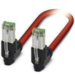 Phoenix Contact Cat5 Right Angle Male RJ45 to Right Angle RJ45 Ethernet Cable, Shielded, Red, 300mm