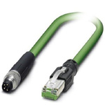 Phoenix Contact Cat5 Straight Male M8 to Straight Male RJ45 Ethernet Cable, Shielded, Green, 10m