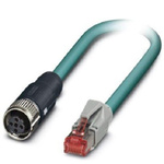 Phoenix Contact Cat5 Straight Female M12 to Straight Male RJ45 Ethernet Cable, Shielded, Blue, 1m