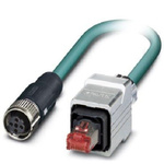 Phoenix Contact Cat5 Straight Female M12 to Straight Male RJ45 Ethernet Cable, Shielded, Blue, 5m