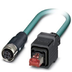 Phoenix Contact Cat5 Straight Female M12 to Straight Male RJ45 Ethernet Cable, Shielded, Blue, 2m