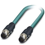 Phoenix Contact Cat5 Straight Male M12 to Straight Male M12 Ethernet Cable, Shielded, Blue, 2m