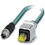 Phoenix Contact Cat6a Straight Male M12 to Straight Male RJ45 Ethernet Cable, Shielded, Blue, 1m