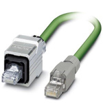 Phoenix Contact Cat5e Straight Male RJ45 to Straight Male RJ45 Ethernet Cable, Shielded, Green, 5m