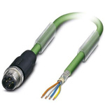 Phoenix Contact Cat5 Straight Male M12 to Unterminated Ethernet Cable, Green, 10m