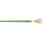 AXINDUS Cat5 Ethernet Cable, Aluminium Foil, Tinned Copper Braid, Green, 100m