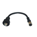MOXA Cat5e Straight Male M12 to Straight Male RJ45 Ethernet Cable, Unshielded Twisted Pair (UTP), Black, 100mm