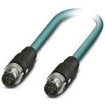 Phoenix Contact Cat5 Straight Male M12 to Straight Male M12 Ethernet Cable, Blue PUR Sheath, 500mm