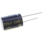Panasonic 2200μF Aluminium Electrolytic Capacitor 35V dc, Radial, Through Hole - EEUFC1V222S