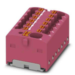 1046983 | Phoenix Contact Distribution Block, 13 Way, 2.5mm², 17.5A, 450 V, Pink