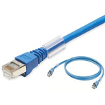 Omron Cat6a Male RJ45 to Male RJ45 Ethernet Cable, S/FTP, Blue LSZH Sheath, 20m, Low Smoke Zero Halogen (LSZH)