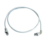 Telegartner Cat6a Right Angle Male RJ45 to Male RJ45 Ethernet Cable, S/FTP, Grey LSZH Sheath, 1m