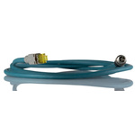 Phoenix Contact Cat6a Straight Male M12 to Straight Male RJ45 Ethernet Cable, Blue, 2m, Halogen Free