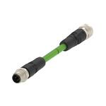 TE Connectivity Cat5e M12 to M12 Ethernet Cable, Green PVC Sheath, 5m