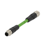 TE Connectivity Cat5e M12 to M12 Ethernet Cable, Green PUR Sheath, 1m