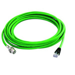 Telegartner Cat6a Straight Female M12 to Male RJ45 Ethernet Cable, Green, 500mm