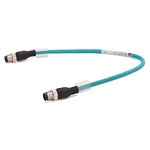 Rockwell Automation Cat5e Straight M12 to Straight M12 Ethernet Cable, Unshielded Twisted Pair (UTP), Green, 2m