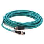 Rockwell Automation Cat5e Straight M12 to Straight M12 Ethernet Cable, Unshielded Twisted Pair (UTP), Green, 5m