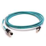 Rockwell Automation Cat5e Straight M12 to Straight RJ45 Ethernet Cable, Foil and Braid, Green, 25m