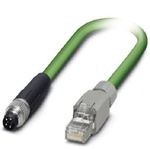 Phoenix Contact Cat5 Straight Male M8 to Straight Male RJ45 Ethernet Cable, Shielded, Green, 500mm