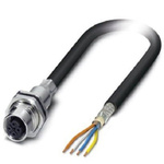 Phoenix Contact Cat5 Straight Female M12 to Unterminated Ethernet Cable, Shielded, Black, 5m