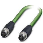 Phoenix Contact Cat5 Straight Male M12 to Straight Male M12 Ethernet Cable, Shielded, Green, 3m