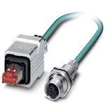 Phoenix Contact Cat5e Straight Female M12 to Straight Male RJ45 Ethernet Cable, Shielded, Blue, 2m