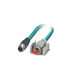 Phoenix Contact Cat5 Straight Male M12 to Straight Male RJ45 Ethernet Cable, Shielded, Blue, 5m