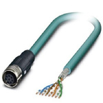 Phoenix Contact Cat5 Straight Female M12 to Unterminated Ethernet Cable, Shielded, Blue, 5m