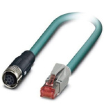 Phoenix Contact Cat5 Straight Female M12 to Straight Male RJ45 Ethernet Cable, Shielded, Blue, 2m