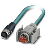 Phoenix Contact Cat5 Straight Female M12 to Straight Male RJ45 Ethernet Cable, Shielded, Blue, 2m