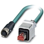 Phoenix Contact Cat5 Straight Female M12 to Straight Male RJ45 Ethernet Cable, Shielded, Blue, 1m