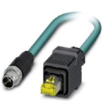 Phoenix Contact Cat6a Straight Male M12 to Straight Male RJ45 Ethernet Cable, Shielded, Blue, 5m