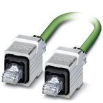 Phoenix Contact Cat5e Straight Male RJ45 to Straight Male RJ45 Ethernet Cable, Shielded, Green, 2m