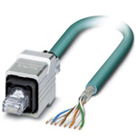 Phoenix Contact Cat5 Straight Male RJ45 to Unterminated Ethernet Cable, Shielded, Blue, 2m