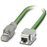 Phoenix Contact Cat5e Straight Male RJ45 to Straight Female RJ45 Ethernet Cable, Shielded, Green, 2m