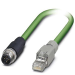 Phoenix Contact Cat5 Straight Male M12 to Straight Male RJ45 Ethernet Cable, Shielded, Green, 2m