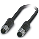 Phoenix Contact Cat5 Straight Male M12 to Straight Male M12 Ethernet Cable, Shielded, Black, 2m