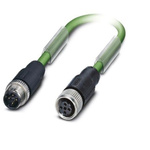 Phoenix Contact Cat5 Straight Male M12 to Straight Female M12 Ethernet Cable, Green, 5m