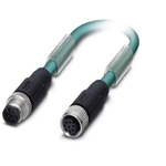Phoenix Contact Cat5 Straight Male M12 to Straight Female M12 Ethernet Cable, Blue, 10m
