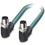 Phoenix Contact Cat5 Right Angle Male M12 to Right Angle Male M12 Ethernet Cable, Blue, 2m
