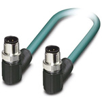 Phoenix Contact Cat5 Right Angle Male M12 to Right Angle Male M12 Ethernet Cable, Blue, 2m