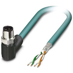 Phoenix Contact Cat5 Right Angle Male M12 to Unterminated Ethernet Cable, Blue, 2m